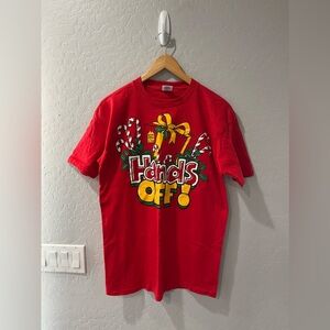 Vintage Christmas‎ “Hands Off” Presents Funny Shirt Medium